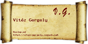 Vitéz Gergely névjegykártya
